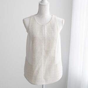 Banana Republic Tweed Metallic Off White Tank Blouse